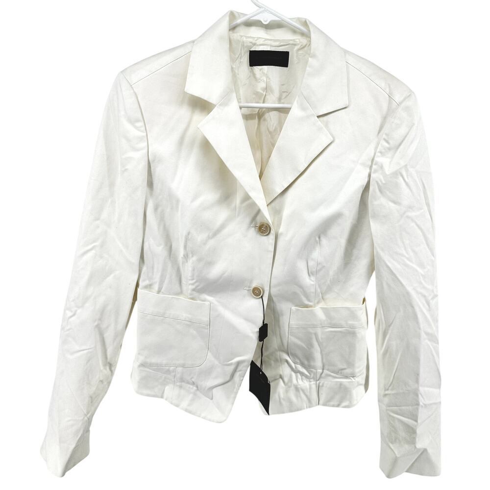 Narciso Rodriguez Suit Silk Skirt Set Two Button Blazer White 42/46 M/L NWT